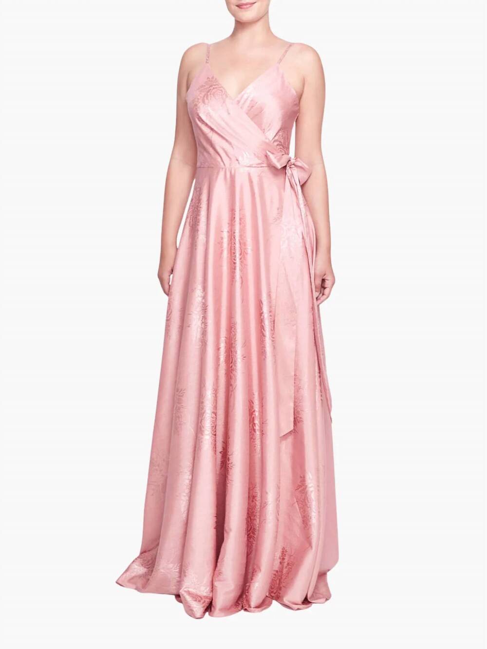 NEW MARCHESA NOTTE matera wrap floral gown in rose